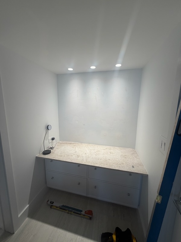 Custom Vanity Mirror Wall — Before